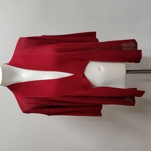 Eileen Fisher Silk/viscose Interlock Angle Front Shaped Cardigan Red Saffron 2P